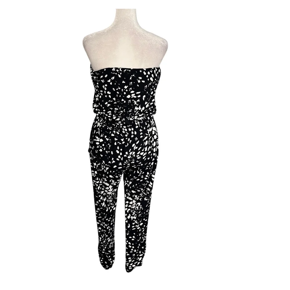 Peyton Jensen Evereve Black Leopard Sylvia Strapless Jumpsuit Size XS NWT